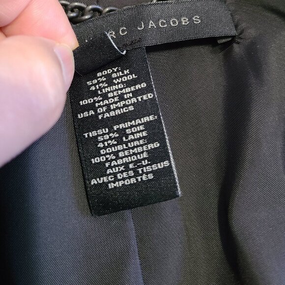 Marc Jacobs Silk Wool Check Blazer Men Sz XL White Black - Picture 4 of 8